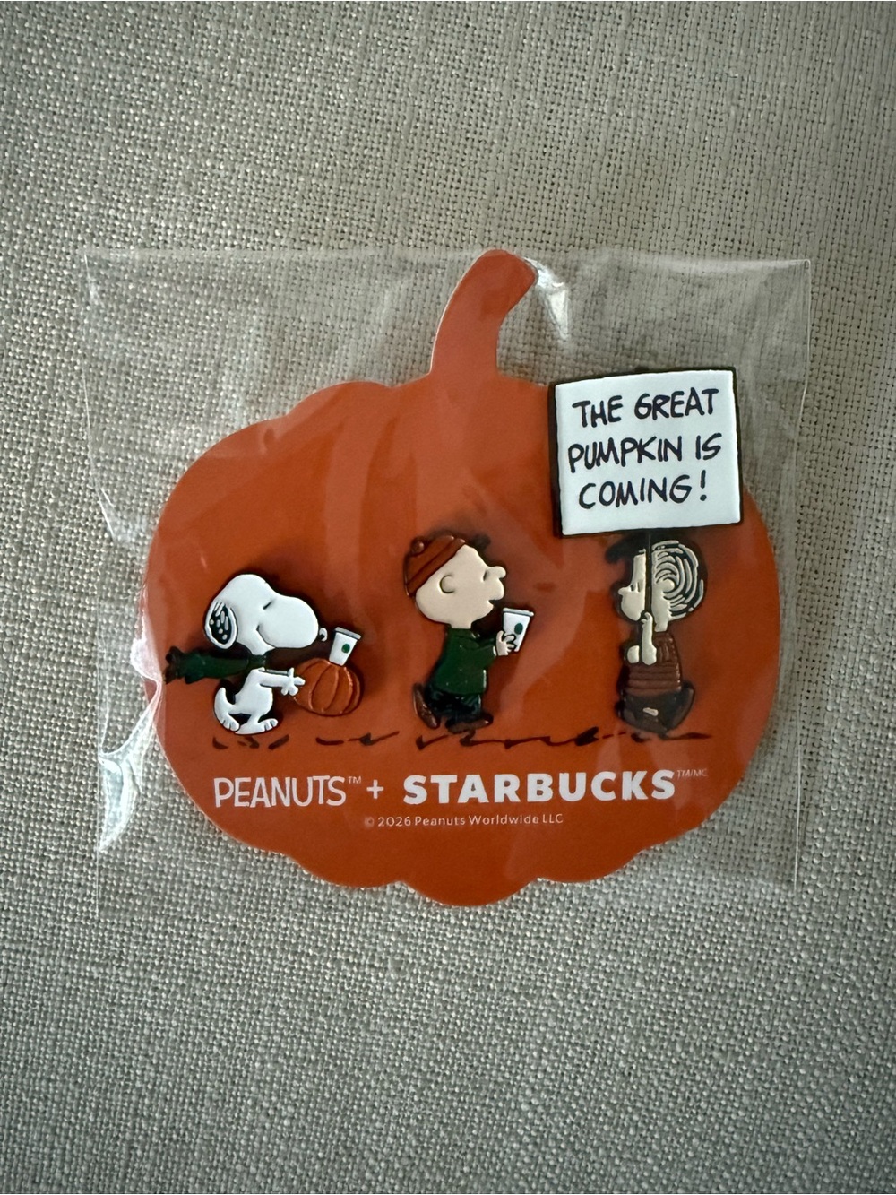 NEW Peanuts + Starbucks pins set The Great Pumpkin Snoopy NIP coffee Charlie